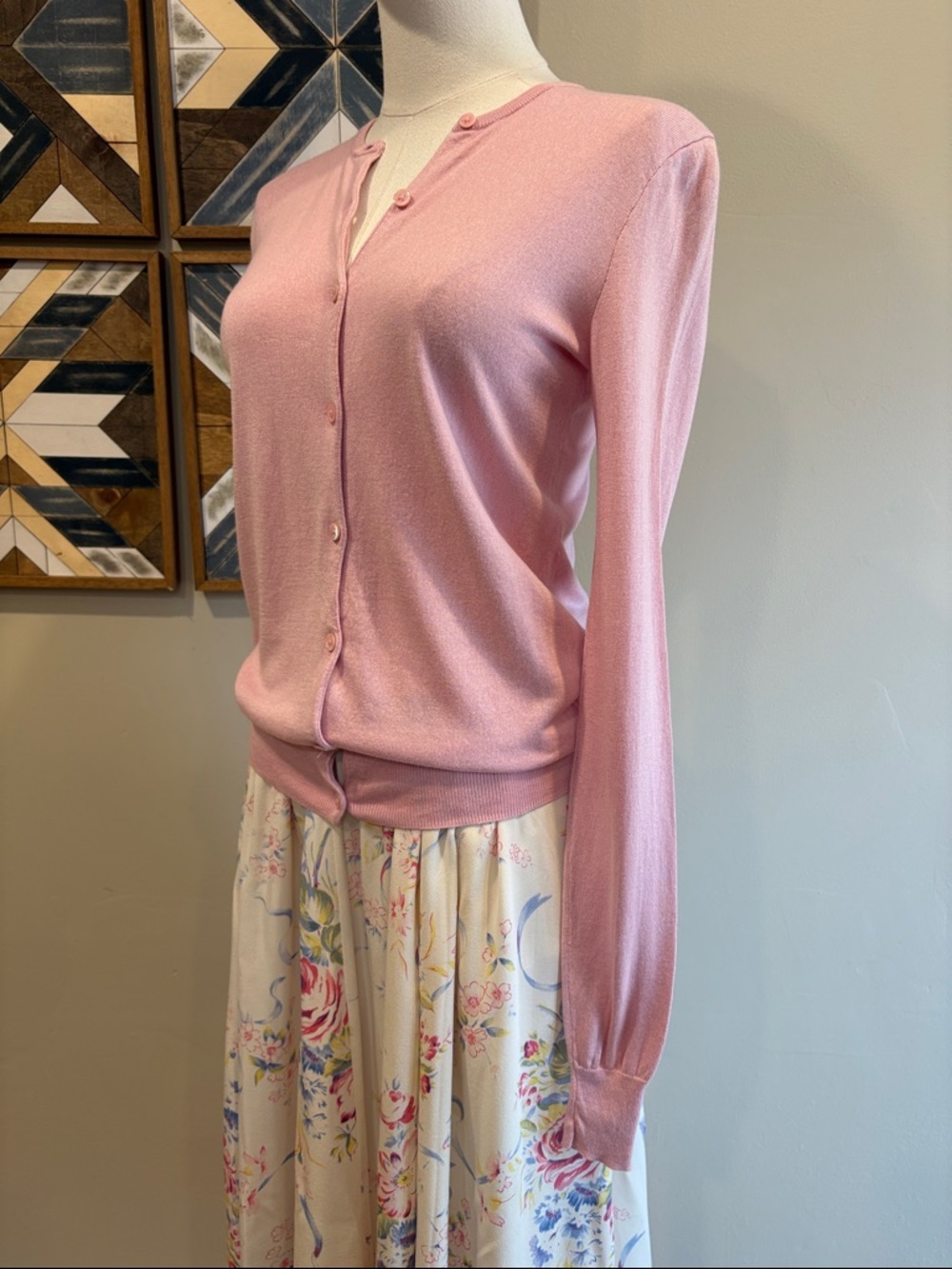 Vintage Ralph Lauren Collection Light Pink Button-Up Cardigan Sweater size Small - Picture 3 of 8